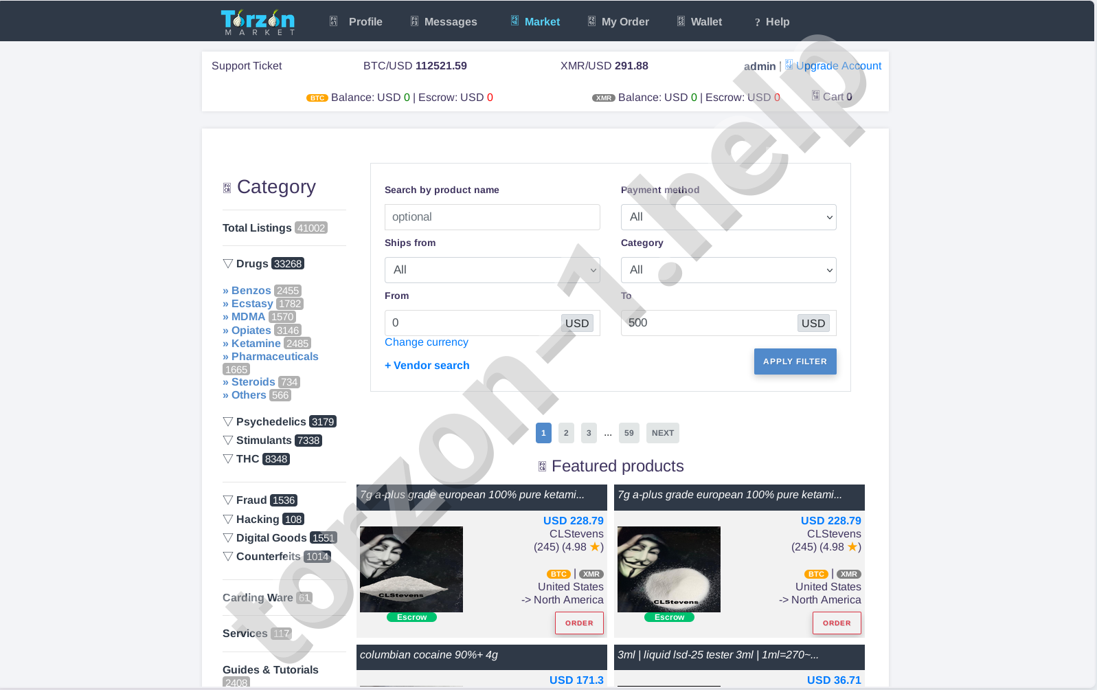 Torzon Market Product Listings Page